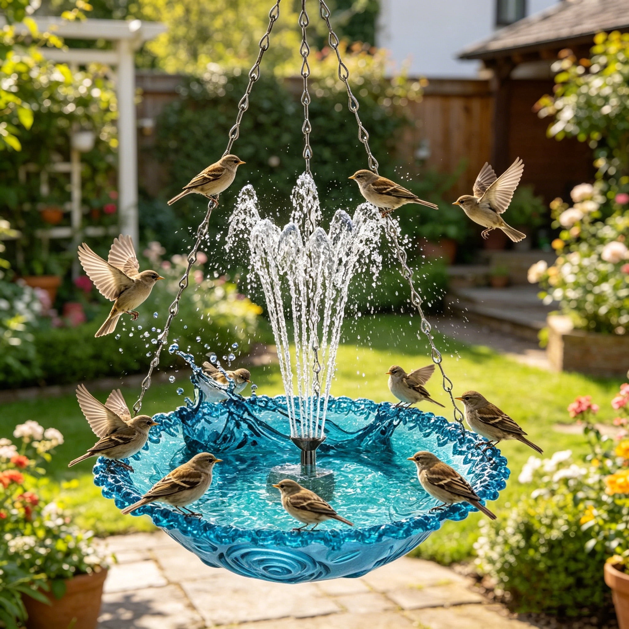 Stijggn Solar Fountain for Bird Bath Outdoor Hanging USB Powered Water Fountain Bird Bath Perfect for Backyard Decor, Patio Decoration, Garden Parties and Outdoor Relaxation
