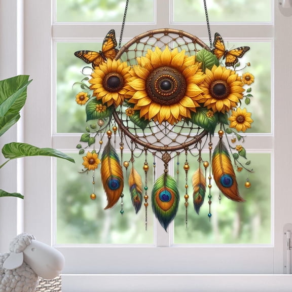 Stijggn Suncatchers for Windows Hanging Window Decorations Acrylic Solar Catcher Window Flower Butterfly Colorful Leaves Window Hanging Ornament for Women Christmas Thanksgiving Gift