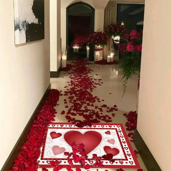 Stijggn Valentine's Day Floor Mats for House Holiday Rugs Front Door Mat Outside Entrance Non-Slip Washable Holiday Rug Indoor Outdoor