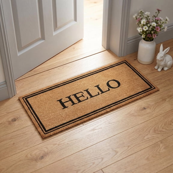 Stijggn Welcome Door Mat 47x17inch Hello Door Mat Outdoor Coco Coir Doormat for Outside Indoor Outdoor