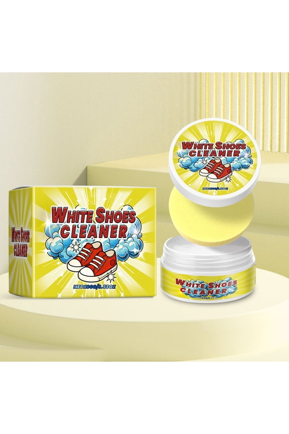 White Shoes Clean Cream Multipurpose No Wash Cleaning Paste with Sponge for Canvas Sneakers Boots Pu Pvc Rubber Shoes Compact Travel-Friendly