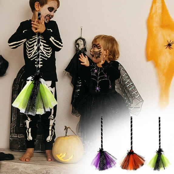 Stijggn Witch's Broom Halloween Decorations Animated Light up Moving Broomstick with Spooky Sounds, Dancing Magic Witch Broom for Indoor Party Home Floor Decor