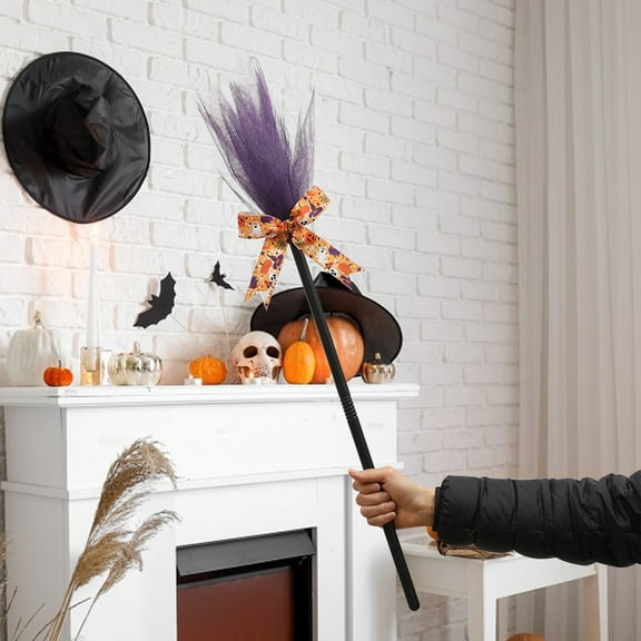 Stijggn Witches Broom halloween decorations outdoor Tall Animated Floating Witch's Broom –Haunted Dancing Broom for Home Halloween Party Decor