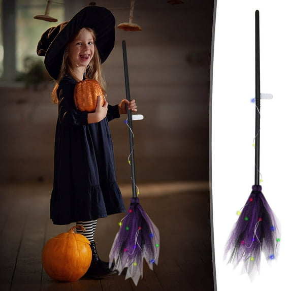 Stijggn Witches Broomstick Halloween Decor Indoor Animated Light up Moving Broomstick with Spooky Sounds, Dancing Magic Witch Broom for Indoor Outdoor Home Office Party Decoration