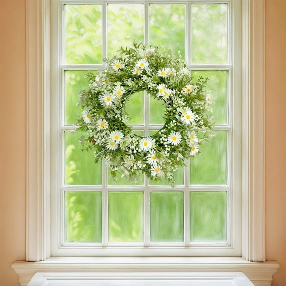 Stijggn Wreaths for Front Door Easter Decor 18 Inch Artificial Spring Flower Wreath, Colorful Wall Door Decor Farmhouse Easter Door Decor