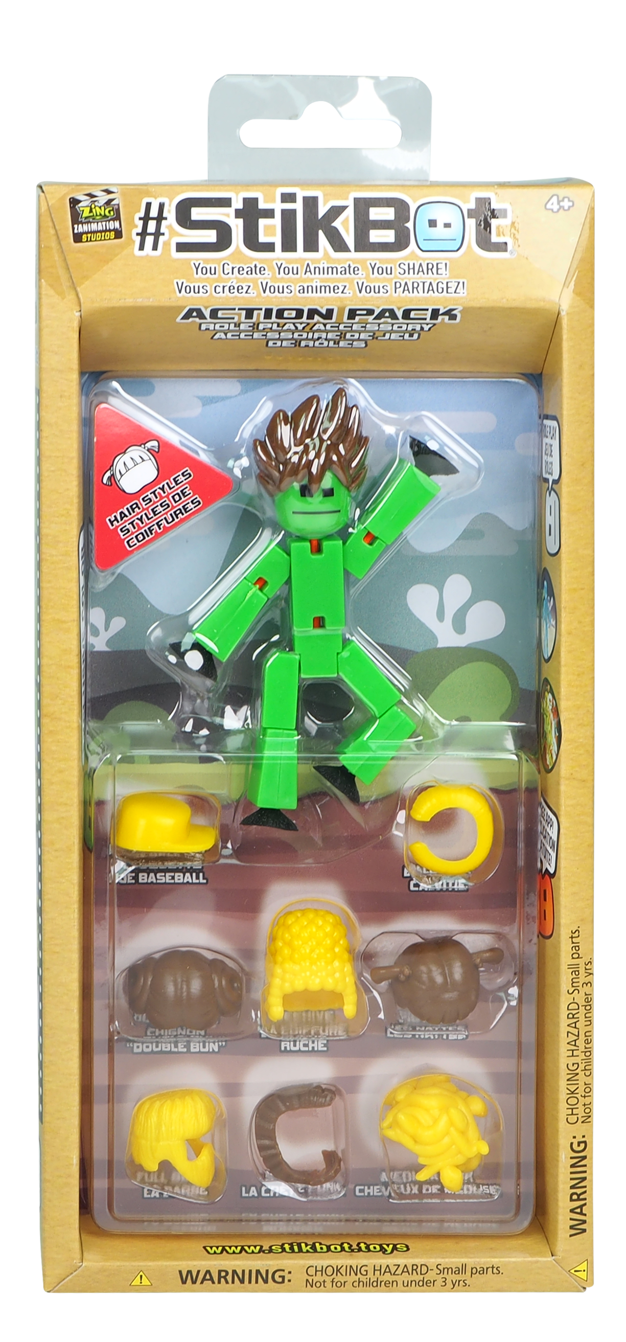 Stikbot Action Pack Series 2 -&nbsp;Hair Accessories Set with solid color stikbot