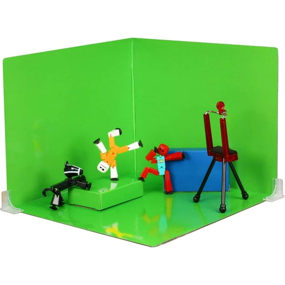 Stikbot Studio Pro Zanimation Set - 2 Stikbots & 1 Pet with Green/Blue Reversible Screen & Tripod