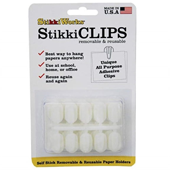 Stikki Works White Clips 20 per Pack Teacher Classroom Aid