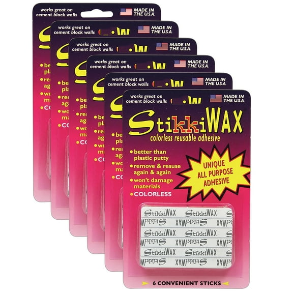 StikkiWorks StikkiWAX Adhesive Bars/Sticks 5" x 6.25" x 4" Clear 6 Per Pack 6 Packs (STK02000-6)