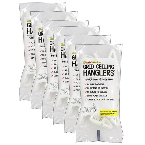 StikkiWorks Grid Ceiling Hanglers Spring Clips 20/Pack 6 Packs (STK33036-6)