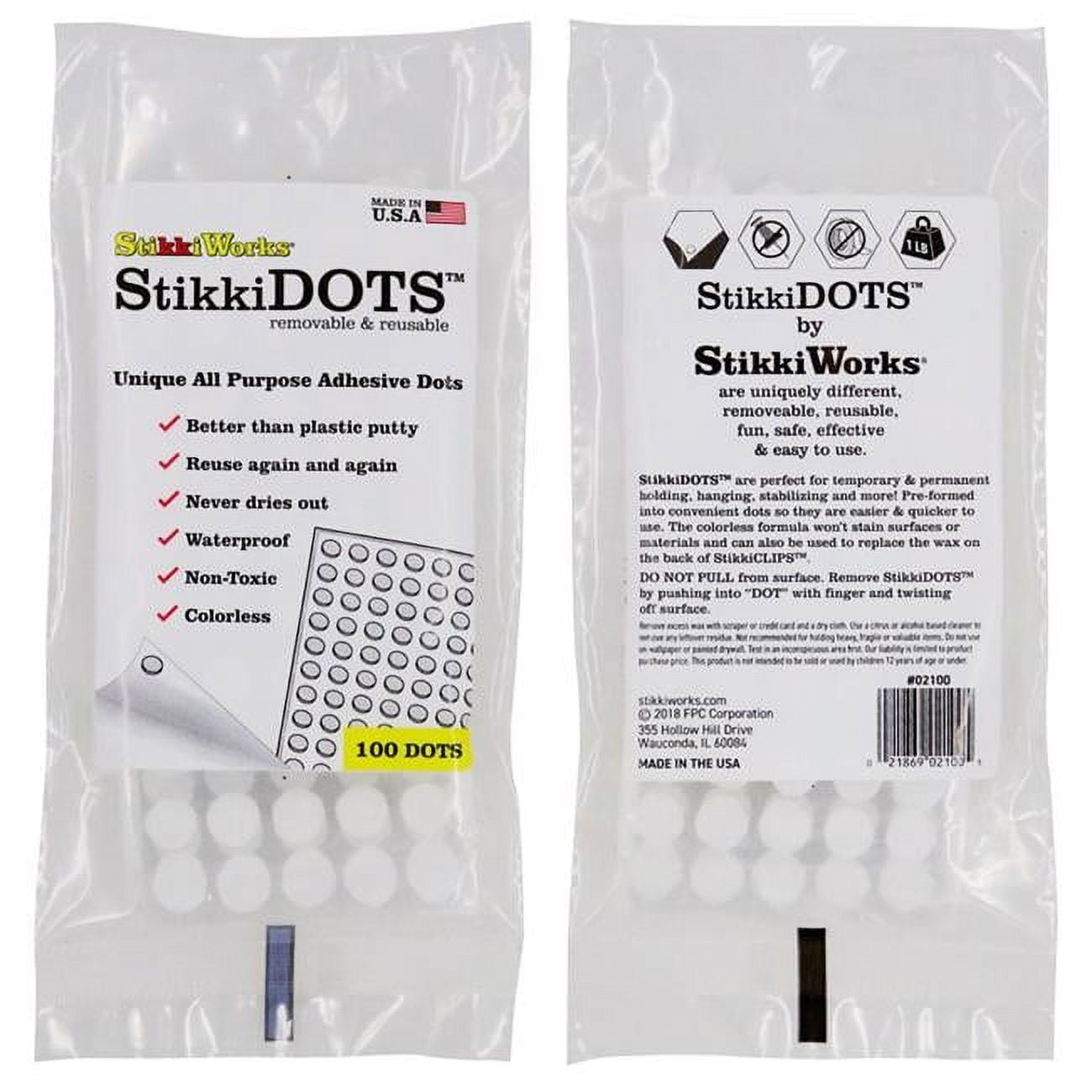 StikkiWorks Stikkidots Dots - 100 Per Pack - Pack of 6