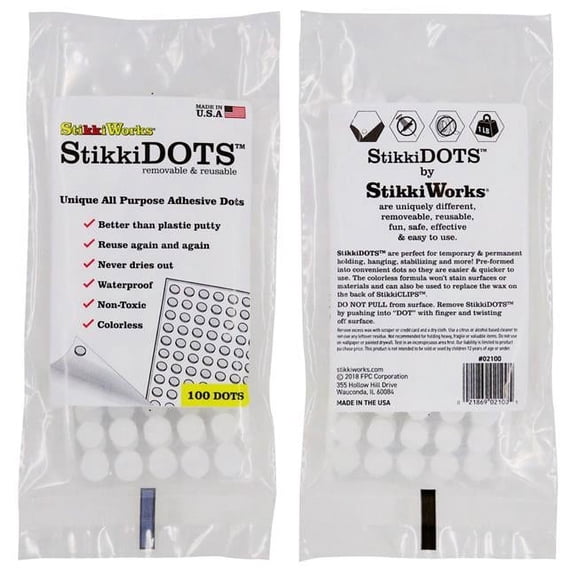 StikkiWorks Stikkidots Dots - 100 Per Pack - Pack of 6