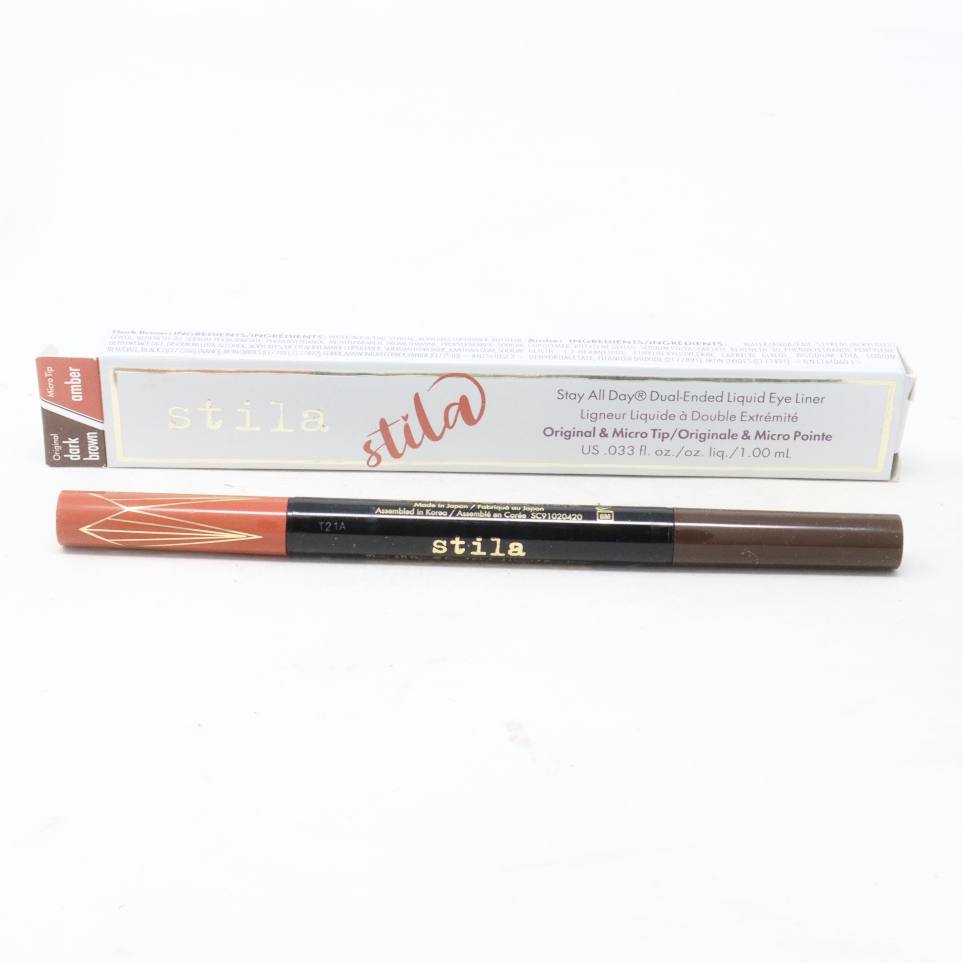 Stila Stay All Day Dual Eye Liner Dark Brown / Amber 0.33oz/1.0ml New With Box