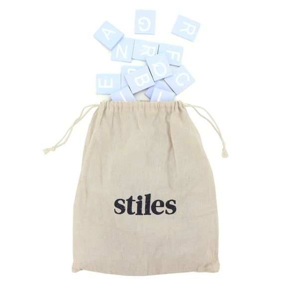 Stiles 92 Premium Letter Set for Tile Boards, Changeable Wooden Crossword Letters for Letter Boards, Baby Blue