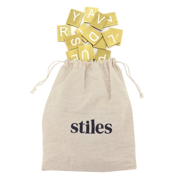Stiles 92 Premium Letter Set for Tile Boards, Changeable Wooden Crossword Letters for Letter Boards, Gold