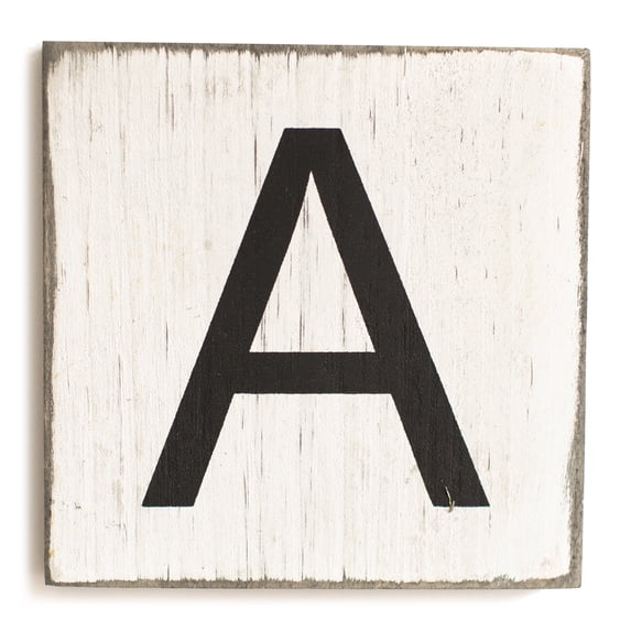 Stiles Crossword Letter Tiles, Wooden Wall Decor, 3.5 Inch, Rustic, Letter A