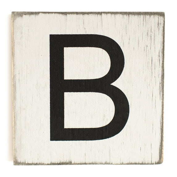 Stiles Crossword Letter Tiles, Wooden Wall Decor, 3.5 Inch, Rustic, Letter B