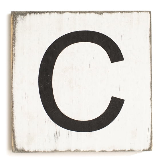 Stiles Crossword Letter Tiles, Wooden Wall Decor, 3.5 Inch, Rustic, Letter C