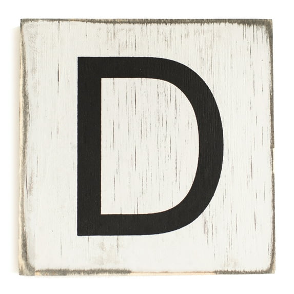 Stiles Crossword Letter Tiles, Wooden Wall Decor, 3.5 Inch, Rustic, Letter D