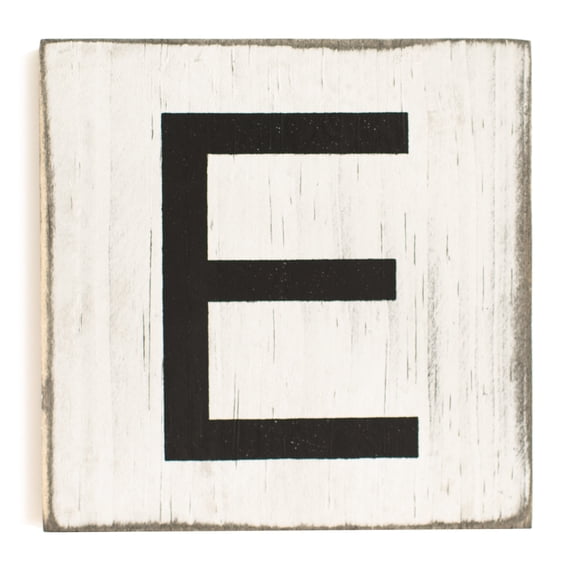 Stiles Crossword Letter Tiles, Wooden Wall Decor, 3.5 Inch, Rustic, Letter E