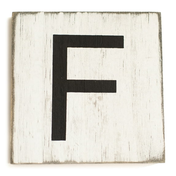 Stiles Crossword Letter Tiles, Wooden Wall Decor, 3.5 Inch, Rustic, Letter F
