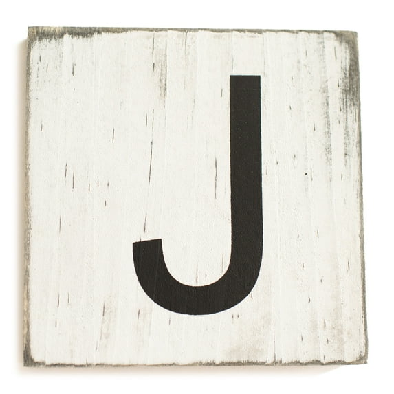 Stiles Crossword Letter Tiles, Wooden Wall Decor, 3.5 Inch, Rustic, Letter J
