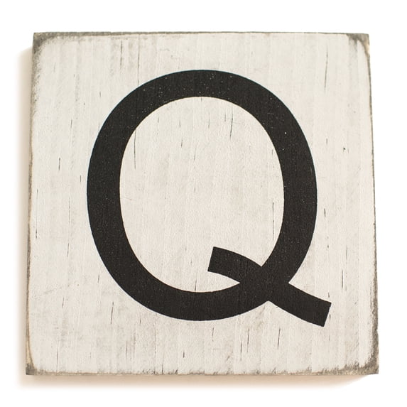 Stiles Crossword Letter Tiles, Wooden Wall Decor, 3.5 Inch, Rustic, Letter Q