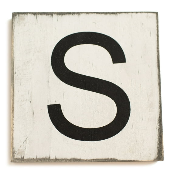 Stiles Crossword Letter Tiles, Wooden Wall Decor, 3.5 Inch, Rustic, Letter S