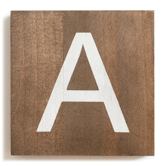 Stiles Crossword Letter Tiles, Wooden Wall Decor, 3.5 Inch, Walnut, Letter A