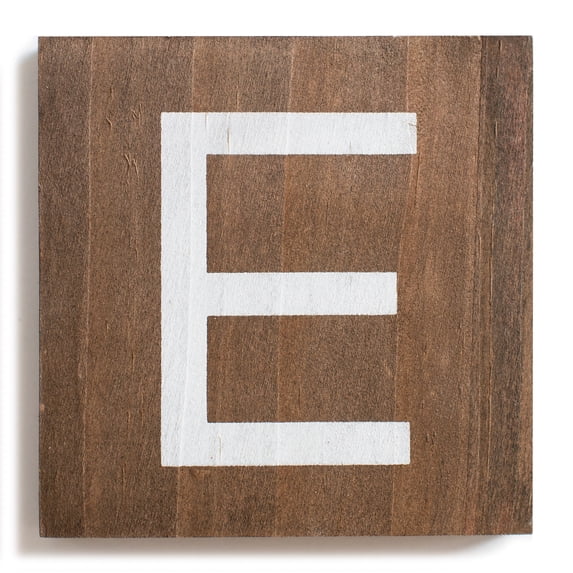 Stiles Crossword Letter Tiles, Wooden Wall Decor, 3.5 Inch, Walnut, Letter E