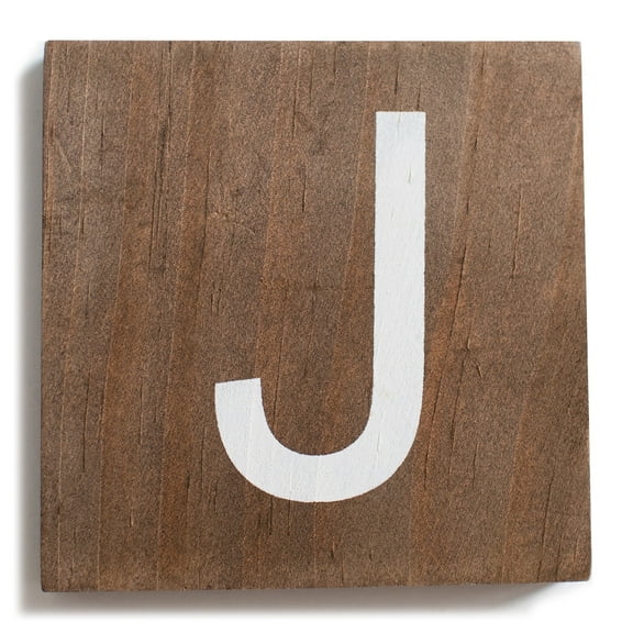 Stiles Crossword Letter Tiles, Wooden Wall Decor, 3.5 Inch, Walnut, Letter J