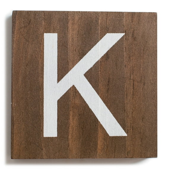 Stiles Crossword Letter Tiles, Wooden Wall Decor, 3.5 Inch, Walnut, Letter K