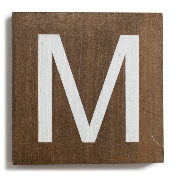 Stiles Crossword Letter Tiles, Wooden Wall Decor, 3.5 Inch, Walnut, Letter M