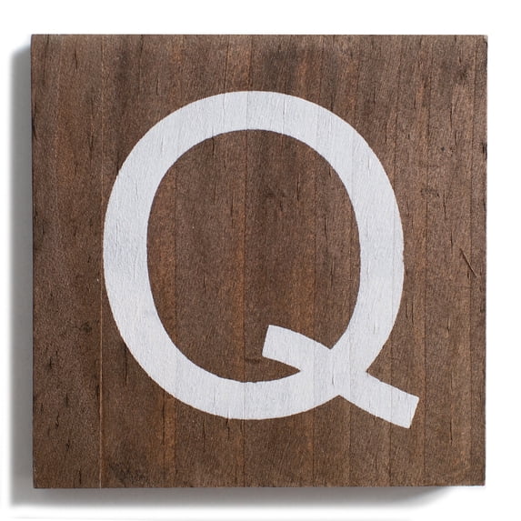 Stiles Crossword Letter Tiles, Wooden Wall Decor, 3.5 Inch, Walnut, Letter Q