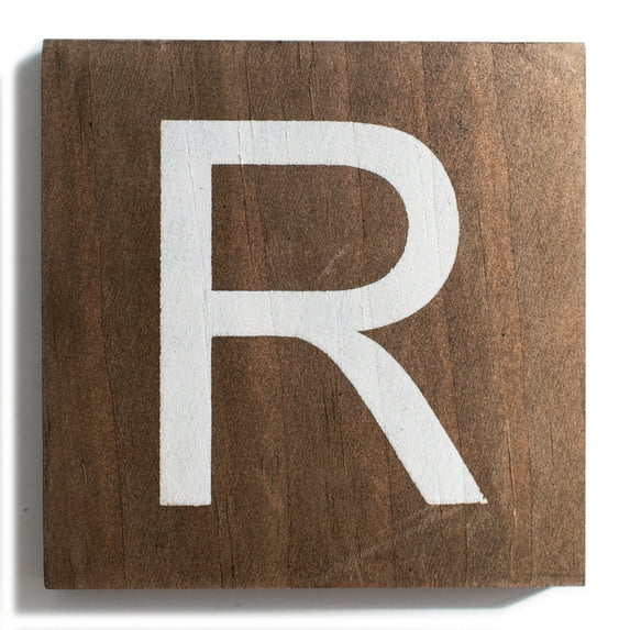 Stiles Crossword Letter Tiles, Wooden Wall Decor, 3.5 Inch, Walnut, Letter R