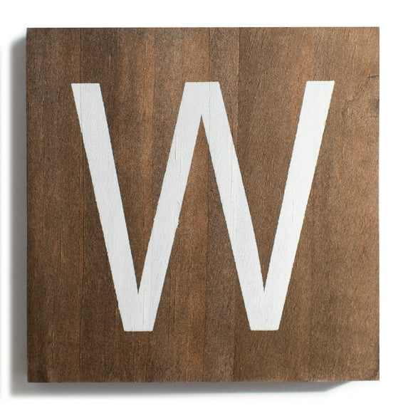 Stiles Crossword Letter Tiles, Wooden Wall Decor, 3.5 Inch, Walnut, Letter W