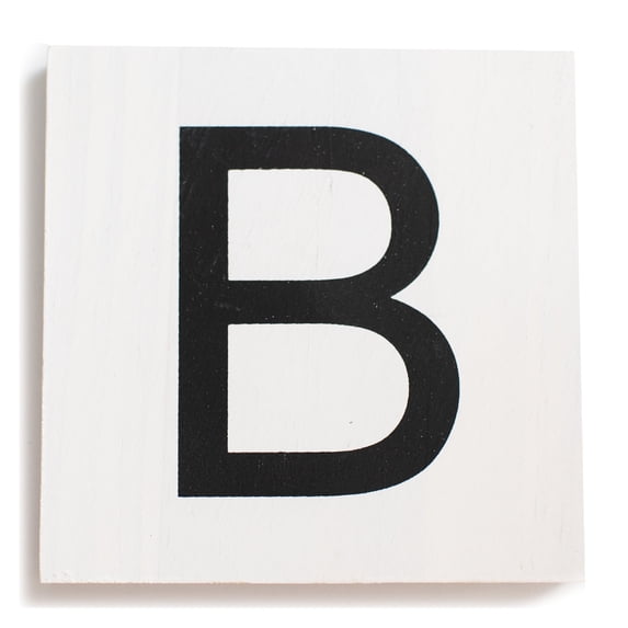 Stiles Crossword Letter Tiles, Wooden Wall Decor, 3.5 Inch, White, Letter B