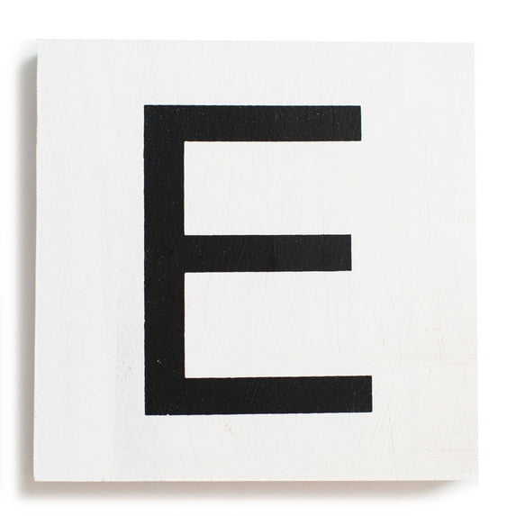 Stiles Crossword Letter Tiles, Wooden Wall Decor, 3.5 Inch, White, Letter E