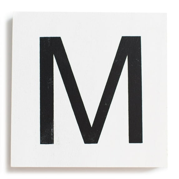 Stiles Crossword Letter Tiles, Wooden Wall Decor, 3.5 Inch, White, Letter M