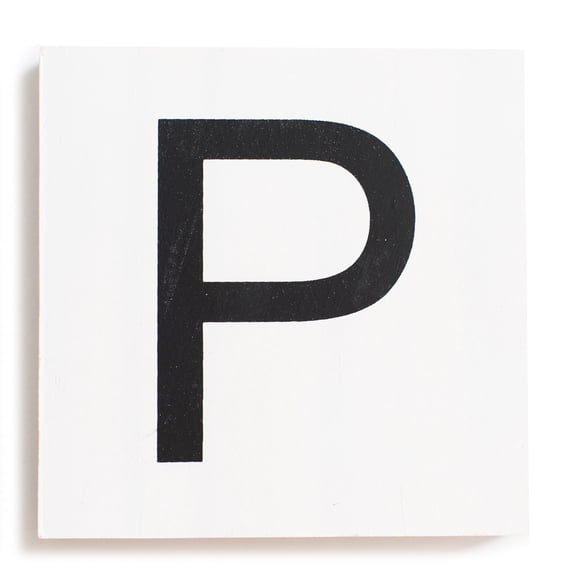 Stiles Crossword Letter Tiles, Wooden Wall Decor, 3.5 Inch, White, Letter P