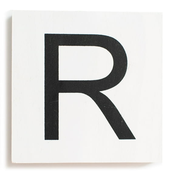 Stiles Crossword Letter Tiles, Wooden Wall Decor, 3.5 Inch, White, Letter R
