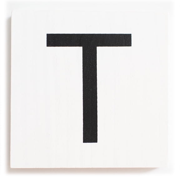 Stiles Crossword Letter Tiles, Wooden Wall Decor, 3.5 Inch, White, Letter T