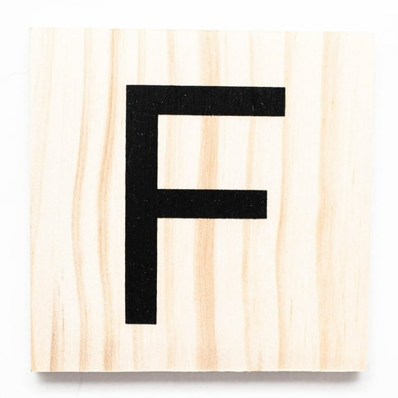 Stiles Letter Tiles, Wooden Crossword Wall Letters for Living Room, Dining Room, Kitchen, or Bedroom, 3.5 Inch, Letter F
