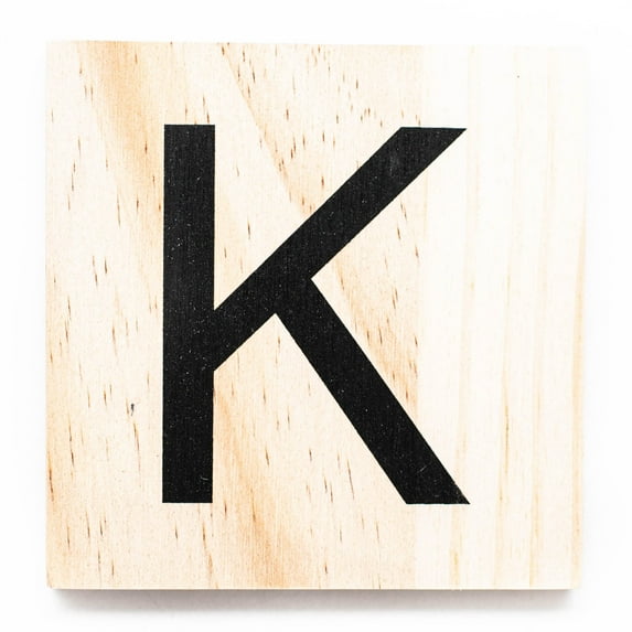 Stiles Letter Tiles, Wooden Crossword Wall Letters for Living Room, Dining Room, Kitchen, or Bedroom, 3.5 Inch, Letter K