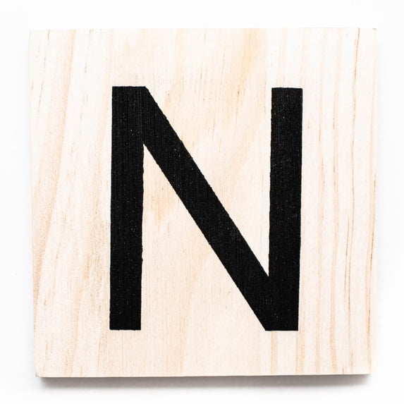 Stiles Letter Tiles, Wooden Crossword Wall Letters for Living Room, Dining Room, Kitchen, or Bedroom, 3.5 Inch, Letter N