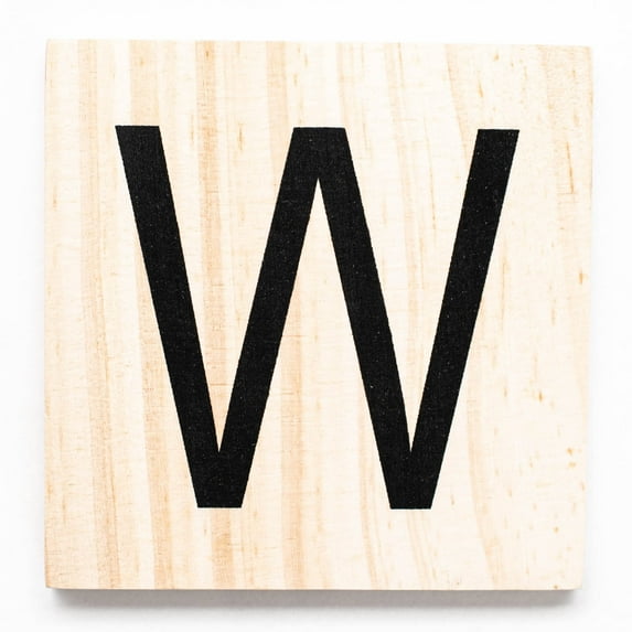 Stiles Letter Tiles, Wooden Crossword Wall Letters for Living Room, Dining Room, Kitchen, or Bedroom, 3.5 Inch, Letter W