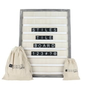 Stiles Tile Letter Board Set, Wooden Message Board with 122 Letters and Numbers for Celebrations, Baby Announcements, or Milestones, 23.6 by 17.7 Inches, Rustic