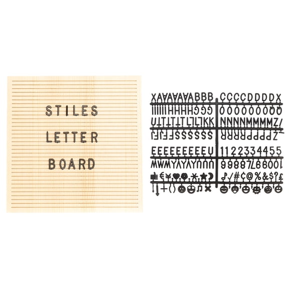 Stiles Wood Letter Board Set, Message Board with 340 Letters, Numbers, and Symbols for Celebrations, Baby Announcements, or Milestones, 10 by 10 Inches, Natural