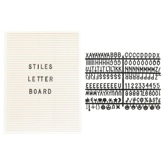 Stiles Wood Letter Board Set, Message Board with 440 Letters, Numbers, and Symbols for Celebrations, Baby Announcements, or Milestones, 12 by 16 Inches, White