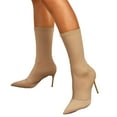 thumbnail image 1 of Stiletto Dress Boots for Women Ladies Winter Fall Pointed Toe Pumps Slip on Socks Mid Calf Short Booties, 1 of 7